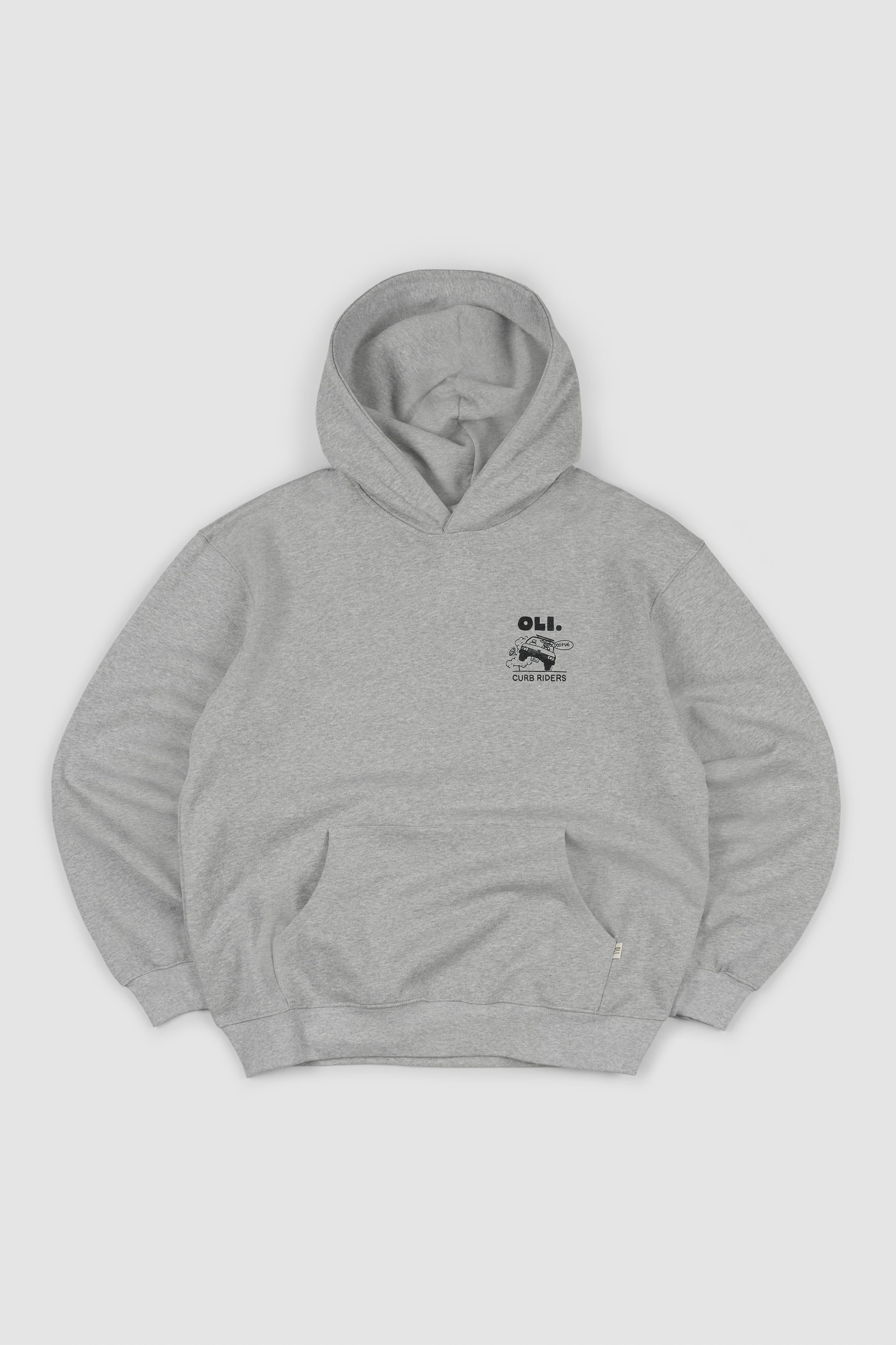 Curb Rider Back Print Hood - Ash Marle