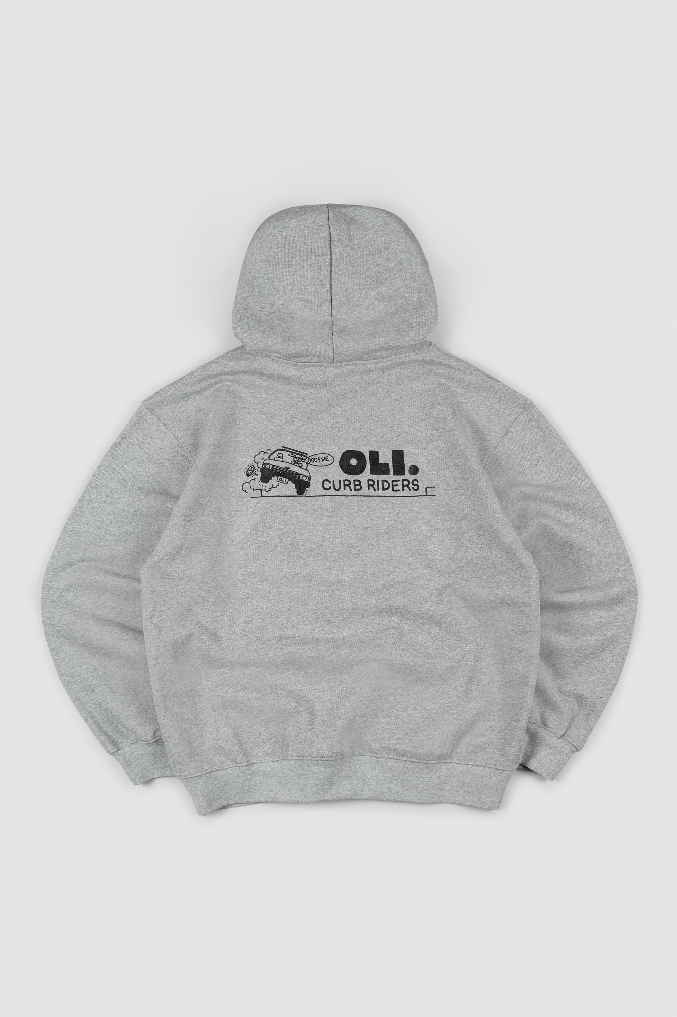 Curb Rider Back Print Hood - Ash Marle