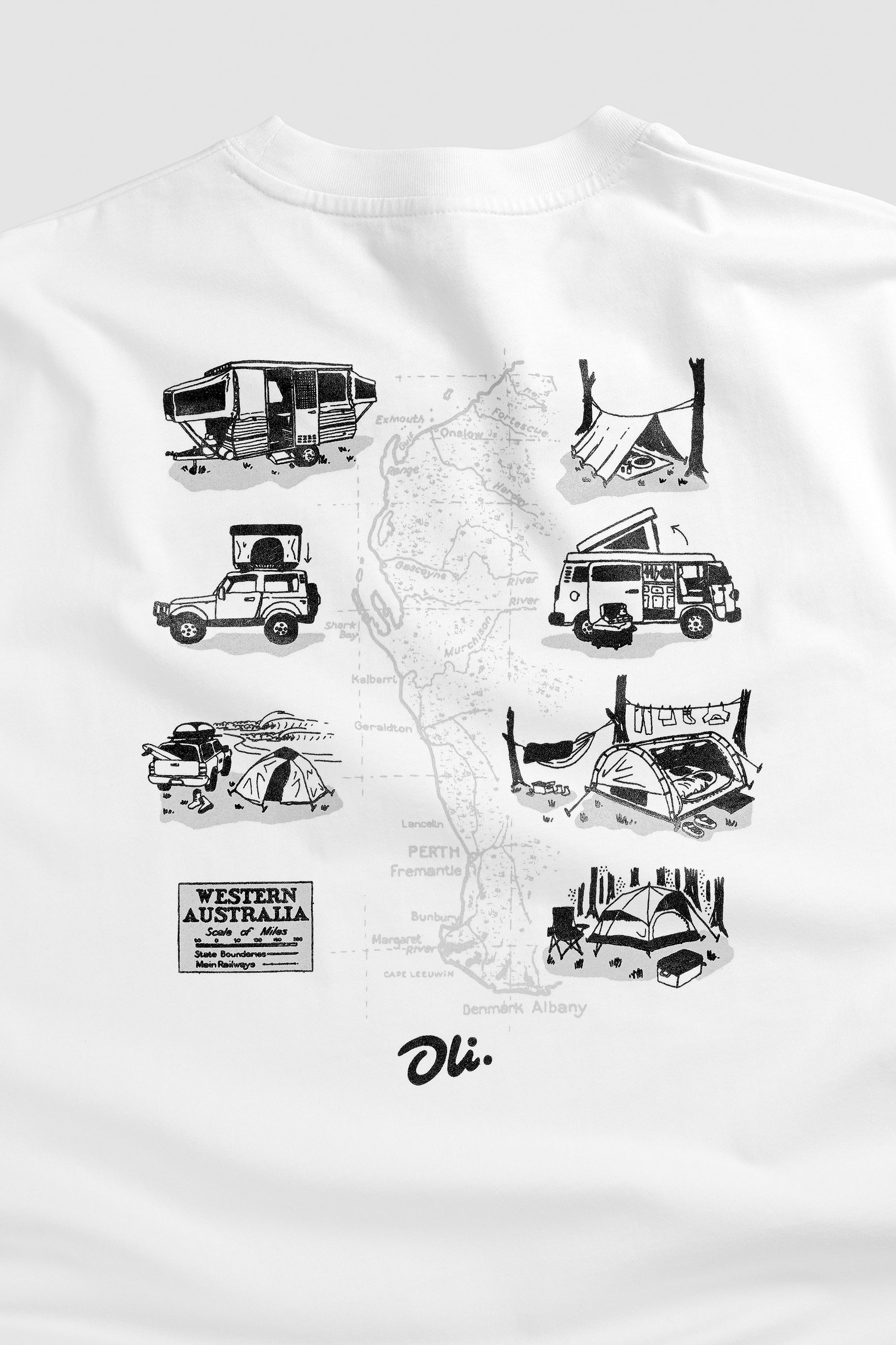 Camping Back Print T - White