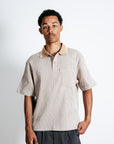 Textured Cotton Polo - Wheat