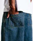 Pleated Denim Short
