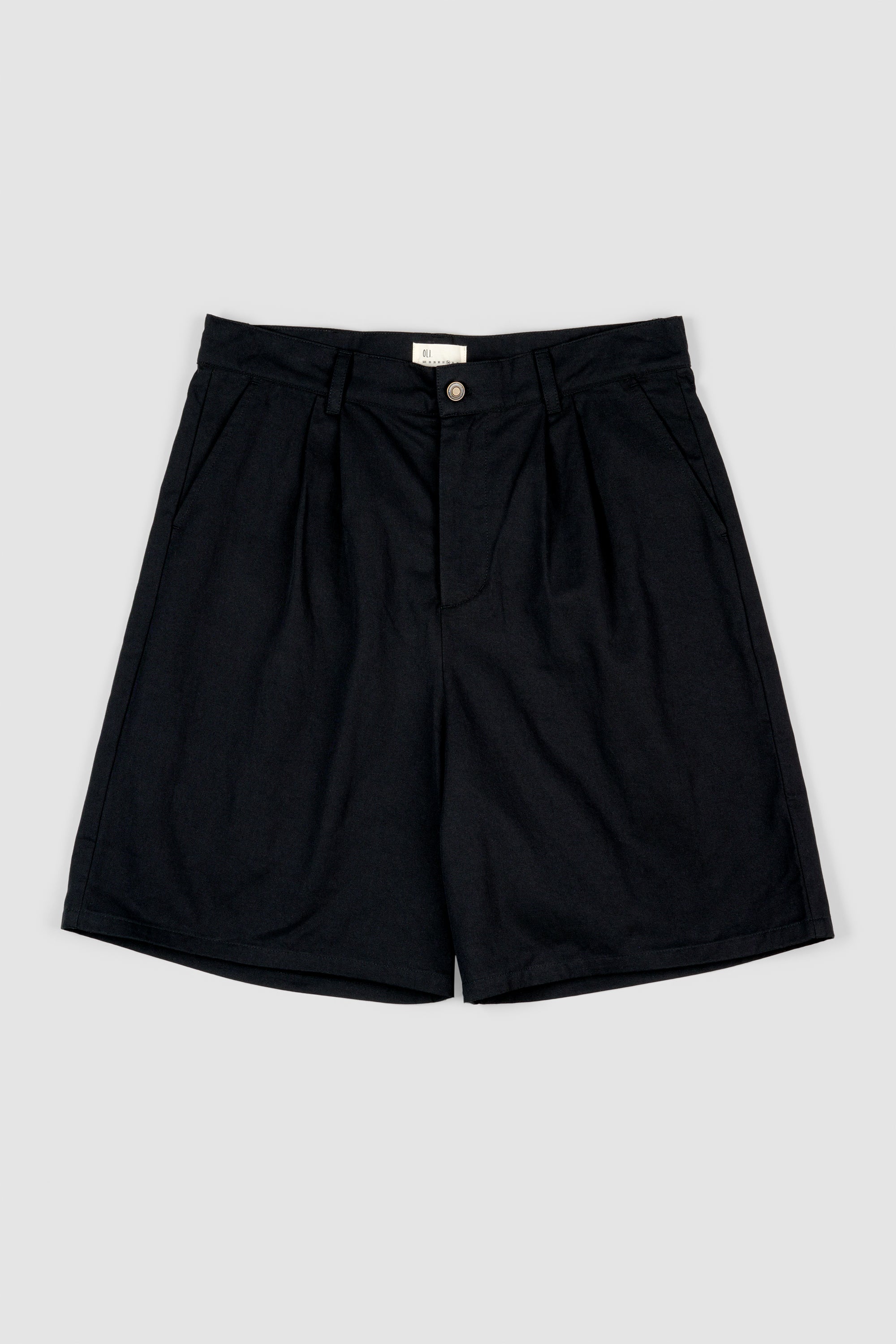 Pleated Cotton Short - Black
