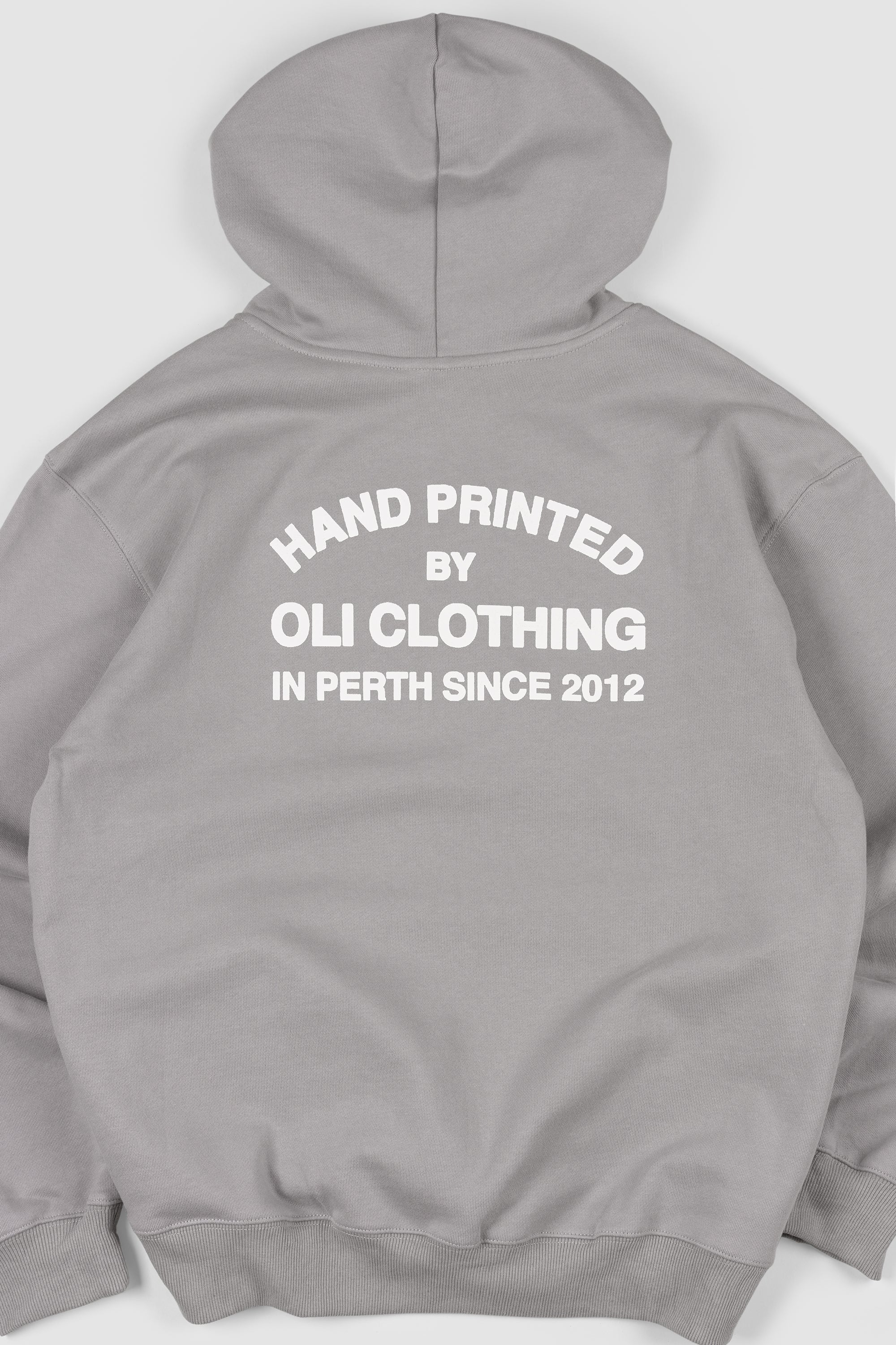 Emblem Back Print Hood - Stone