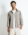 Pinstripe Long Sleeve Button Up - Mushroom