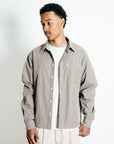 Pinstripe Long Sleeve Button Up - Mushroom
