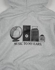 Music To My Ears Back Print Hood - Ash Marle