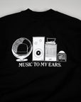 Music To My Ears Back Print T - Black