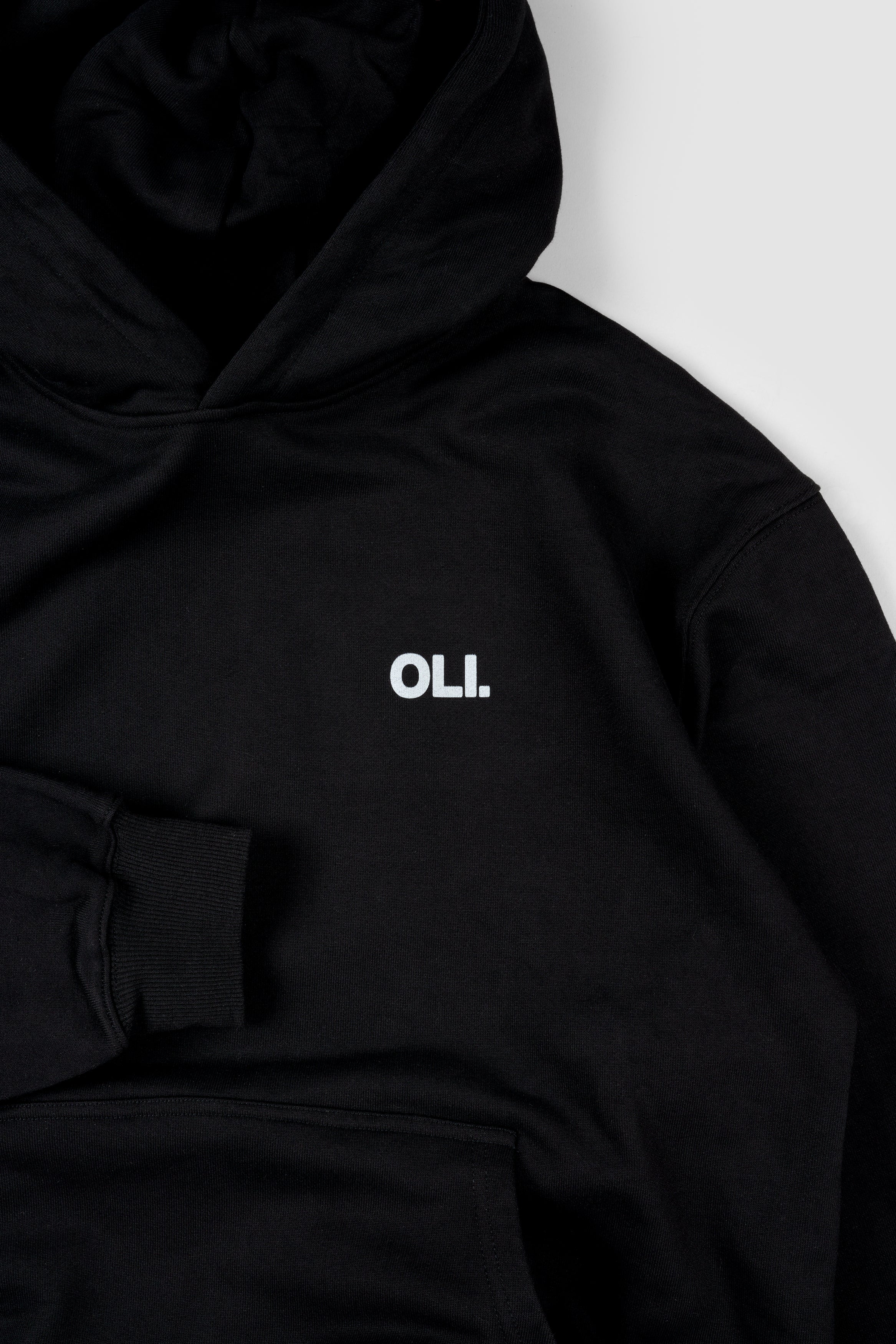 Emblem Back Print Hood - Black