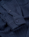 Waffle Button Up - Navy