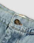 Pleated Denim Short - Washed Blue