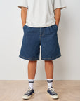 Pleated Denim Short - Indigo