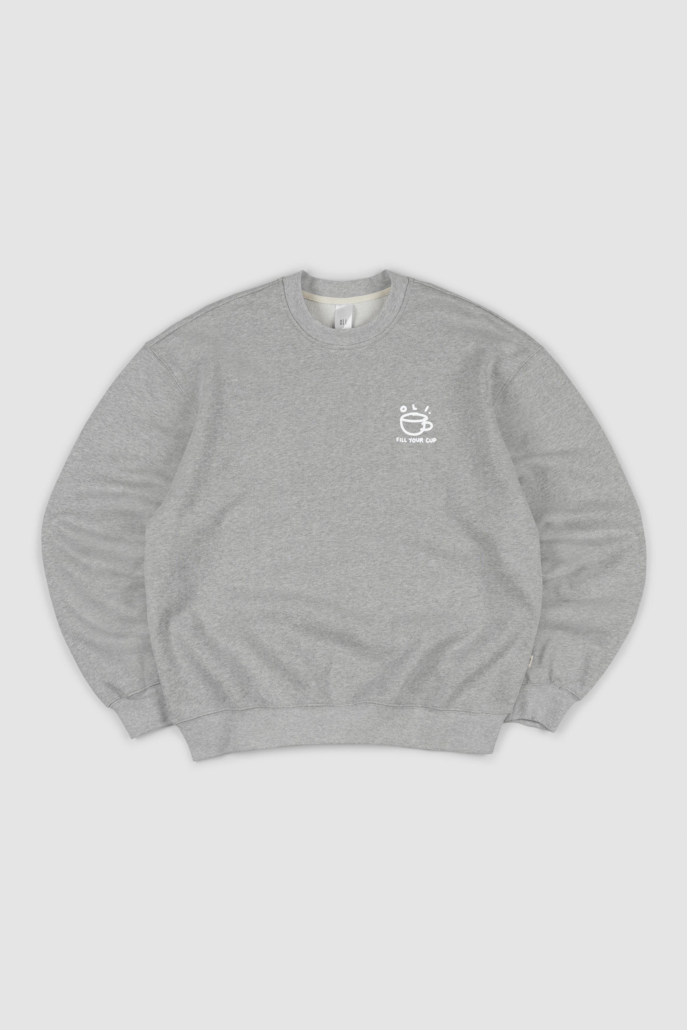 Fill Your Cup Back Print Pullover - Ash Marle