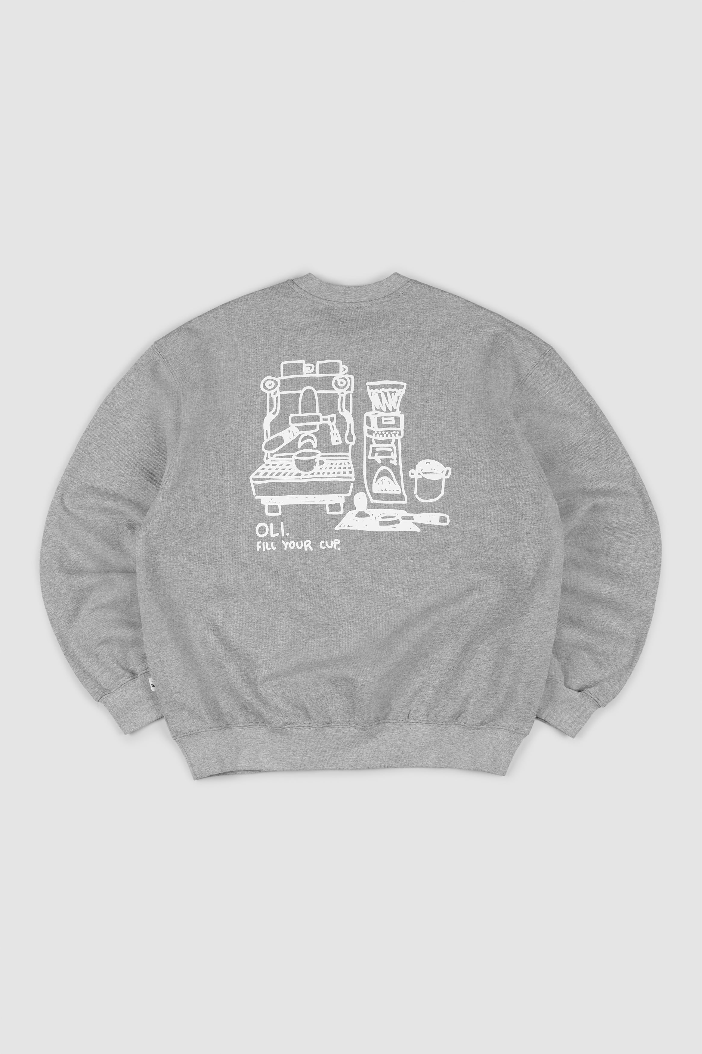 Fill Your Cup Back Print Pullover - Ash Marle