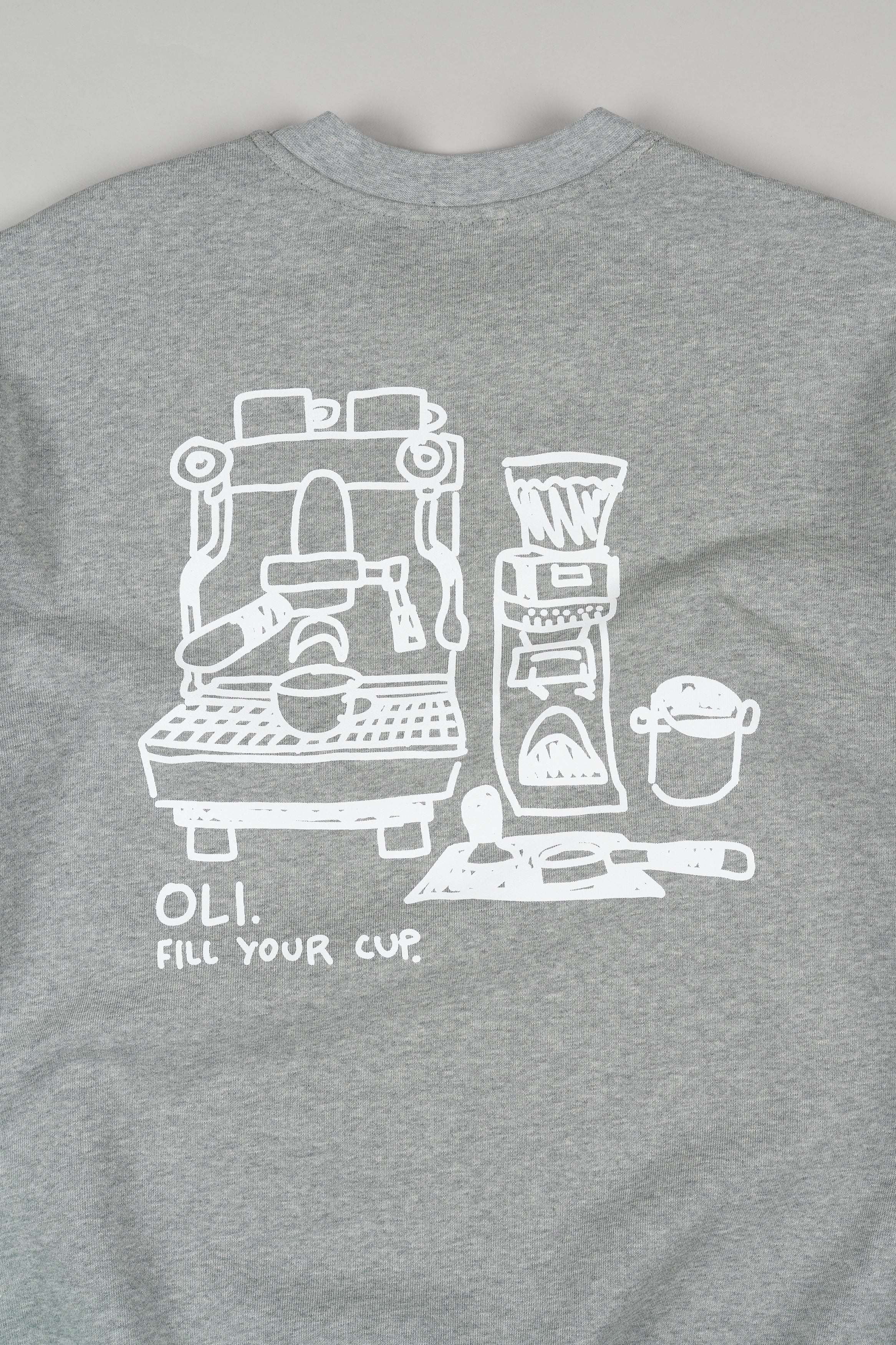 Fill Your Cup Back Print Pullover - Ash Marle