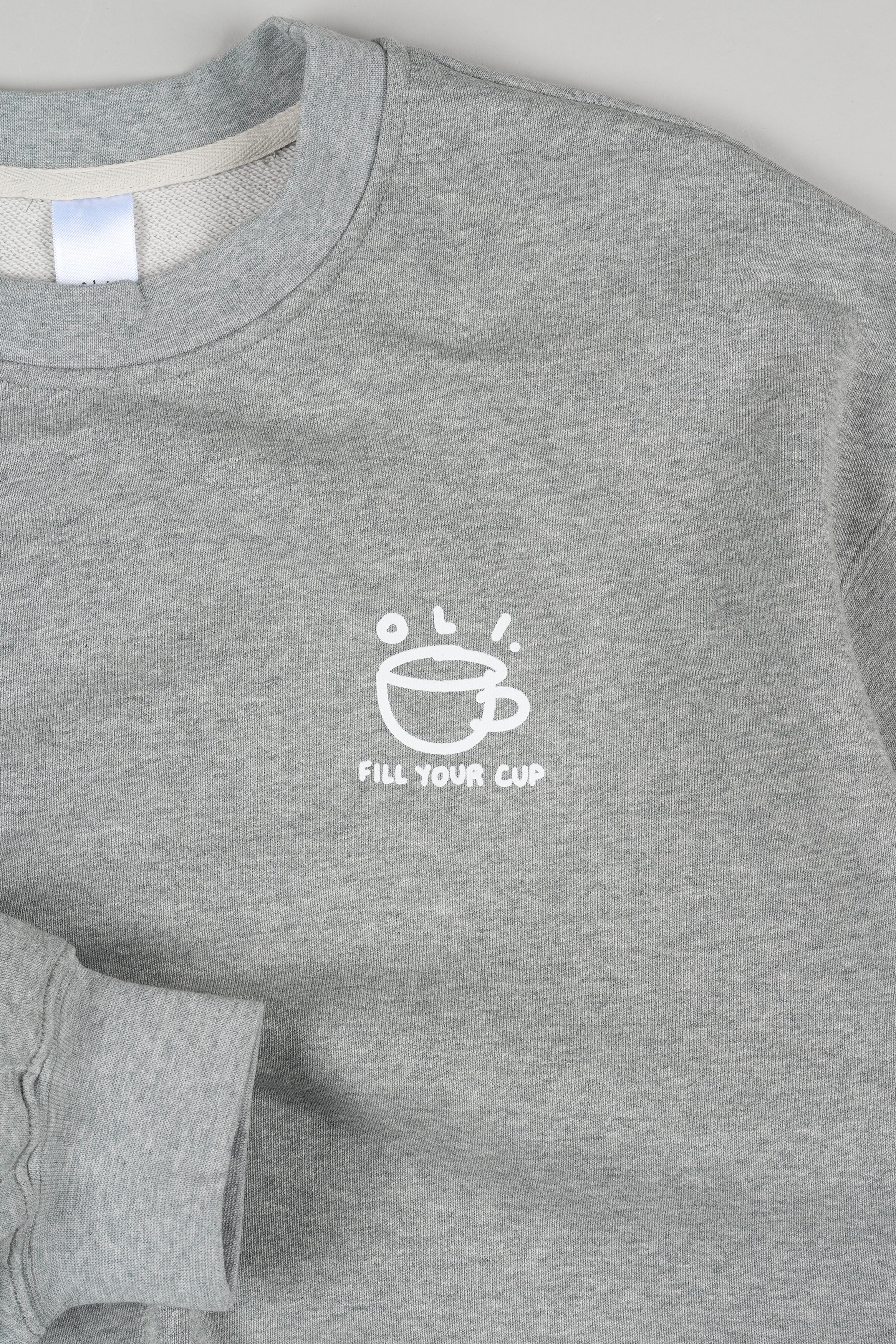 Fill Your Cup Back Print Pullover - Ash Marle