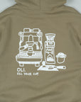 Fill Your Cup Back Print Hood - Khaki