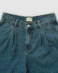 Pleated Denim Short