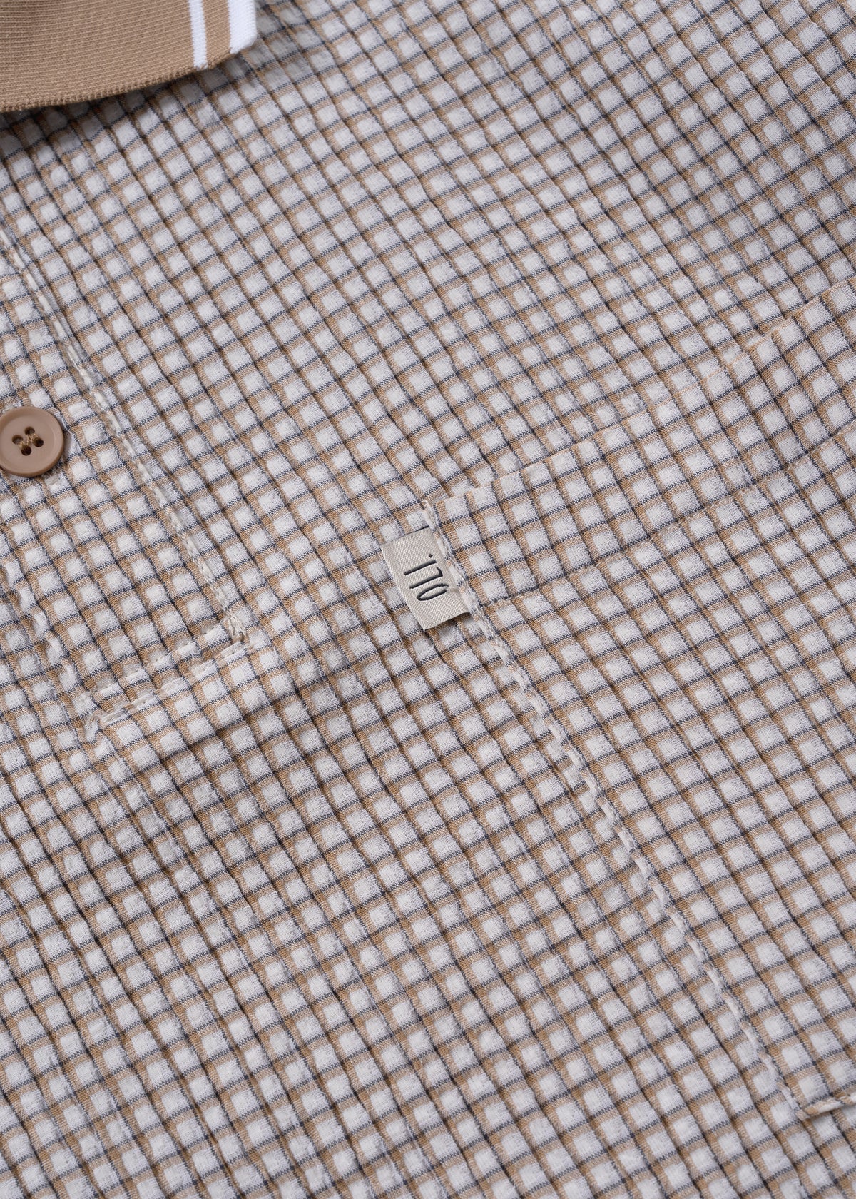 Textured Cotton Polo - Wheat