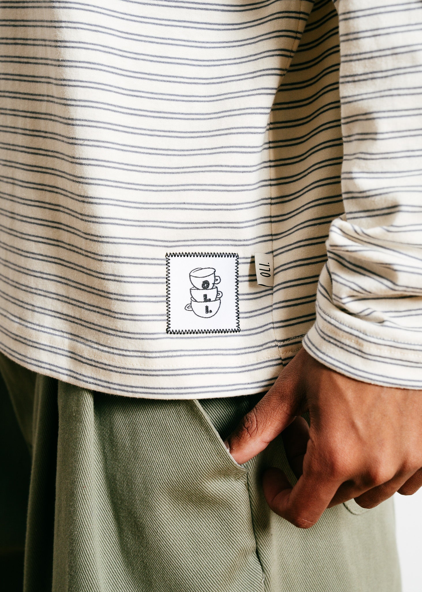 Phoebie Stripe Long Sleeve T - White