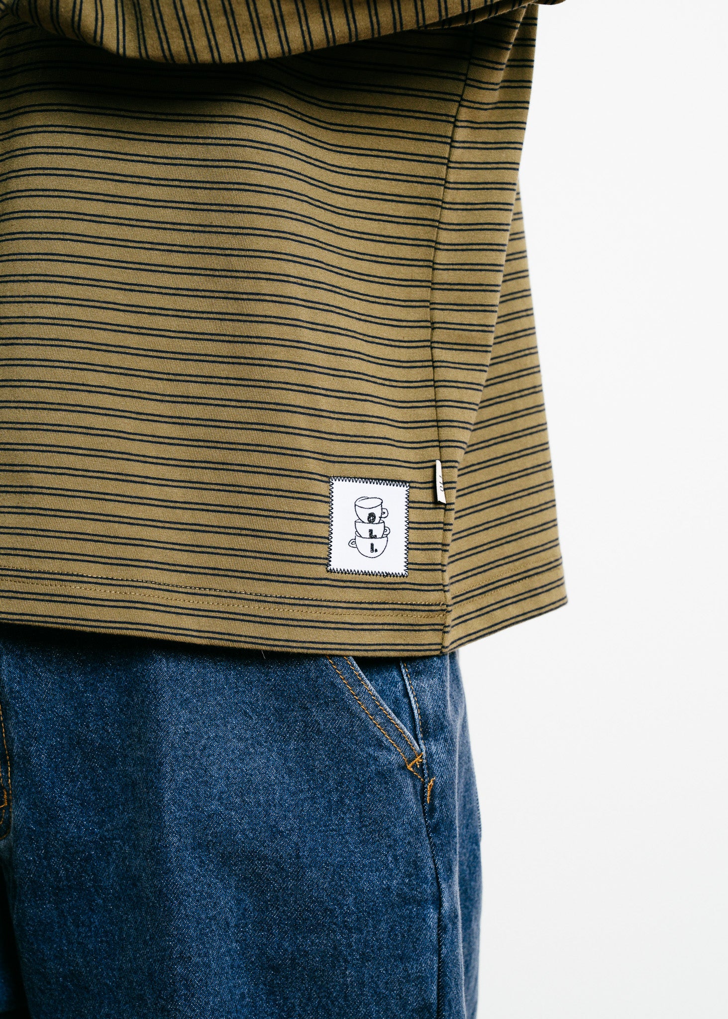 Phoebie Stripe Long Sleeve T - Olive