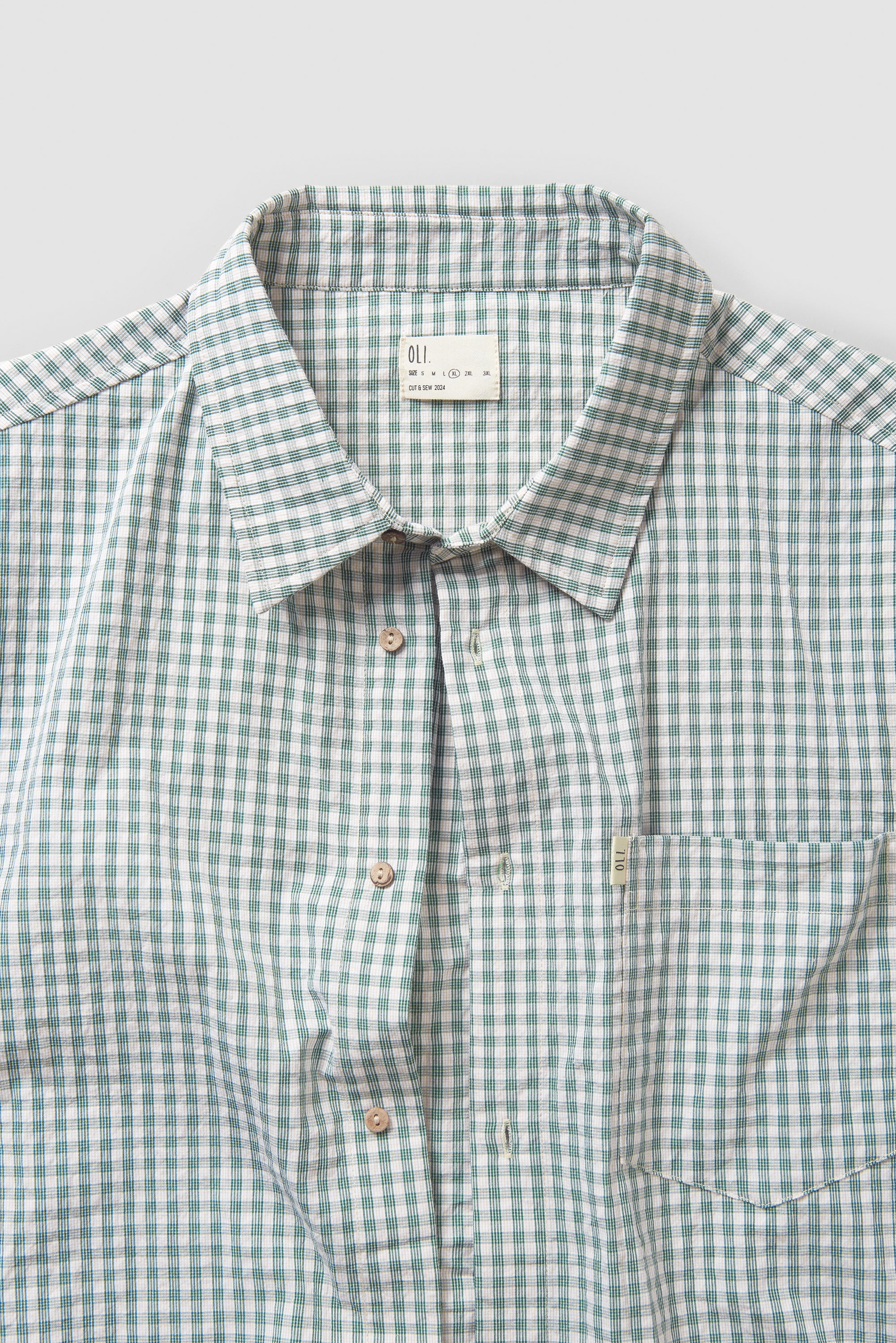 Grid Button Up - Green