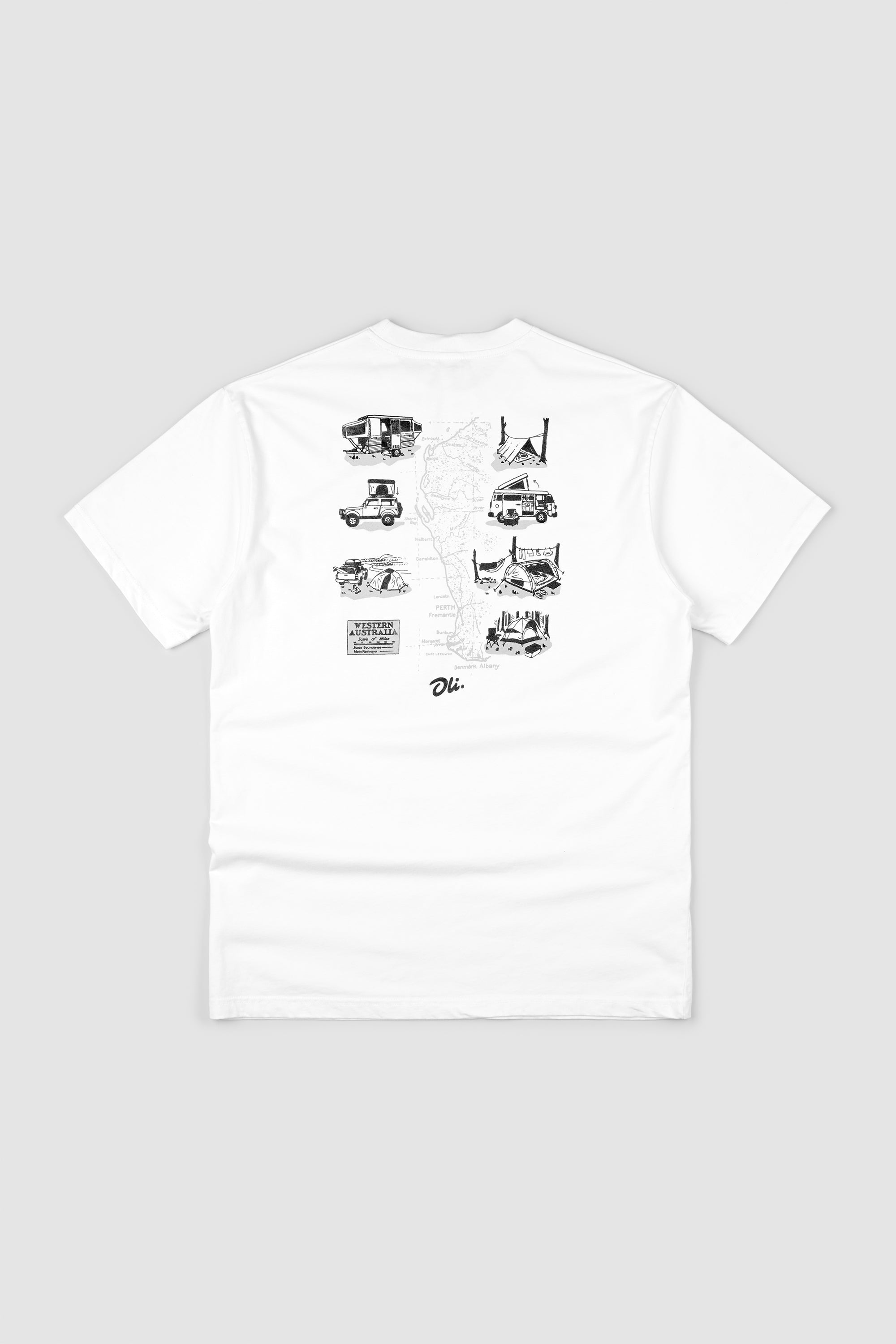 Camping Back Print T - White