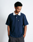 Contrast Cotton Polo - Navy