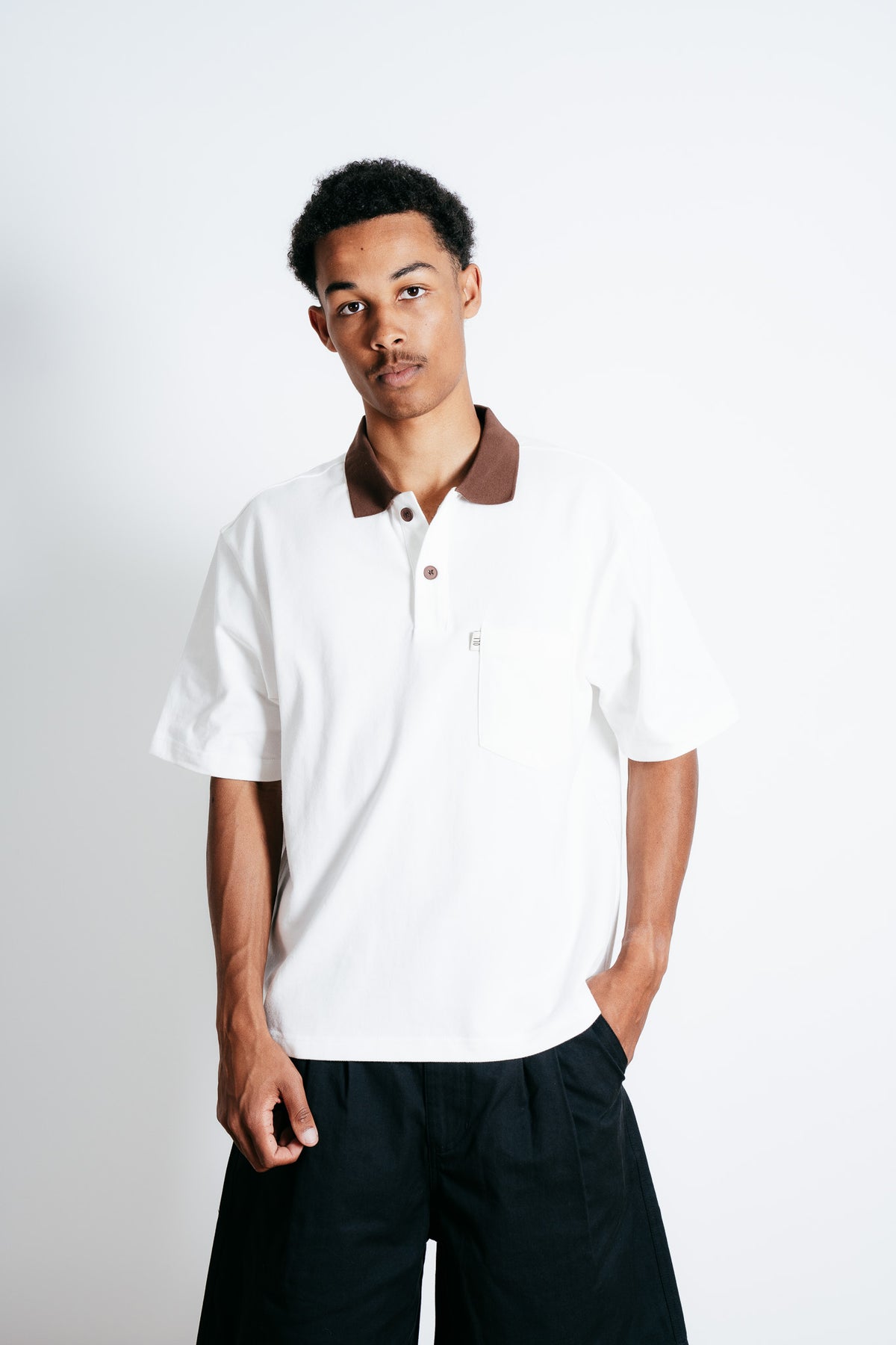 Contrast Cotton Polo - Bone
