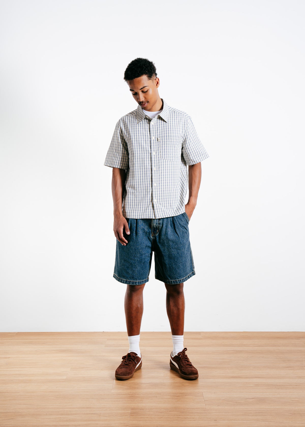 Plaid Button Up - Sky
