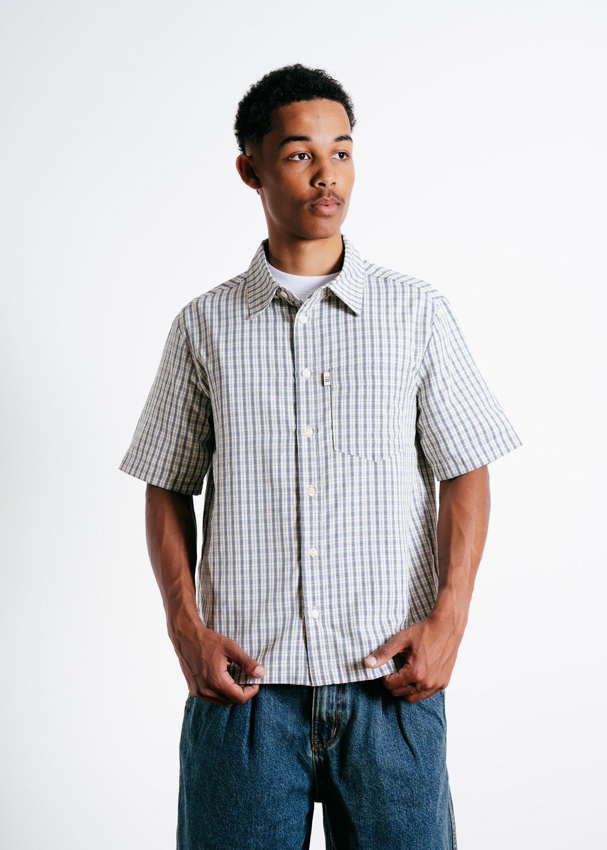 Plaid Button Up - Sky