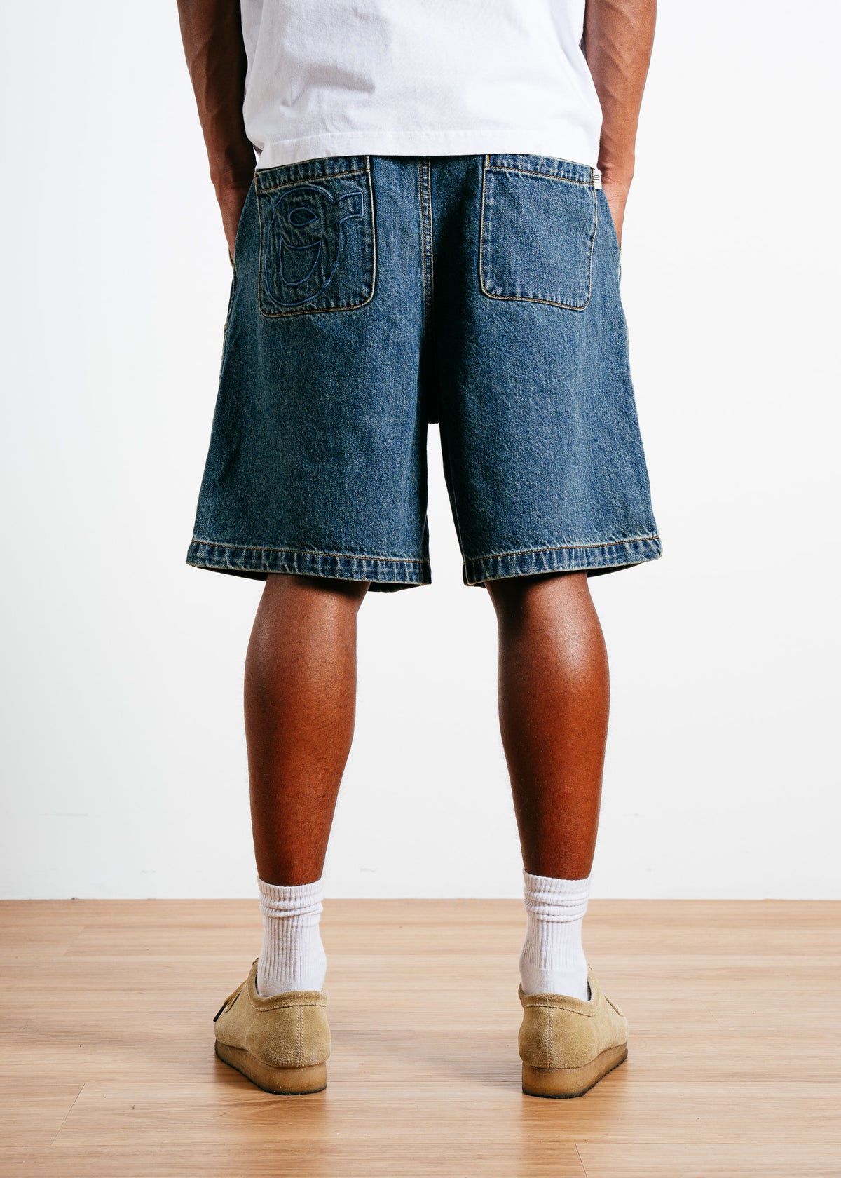 Pleated Denim Short