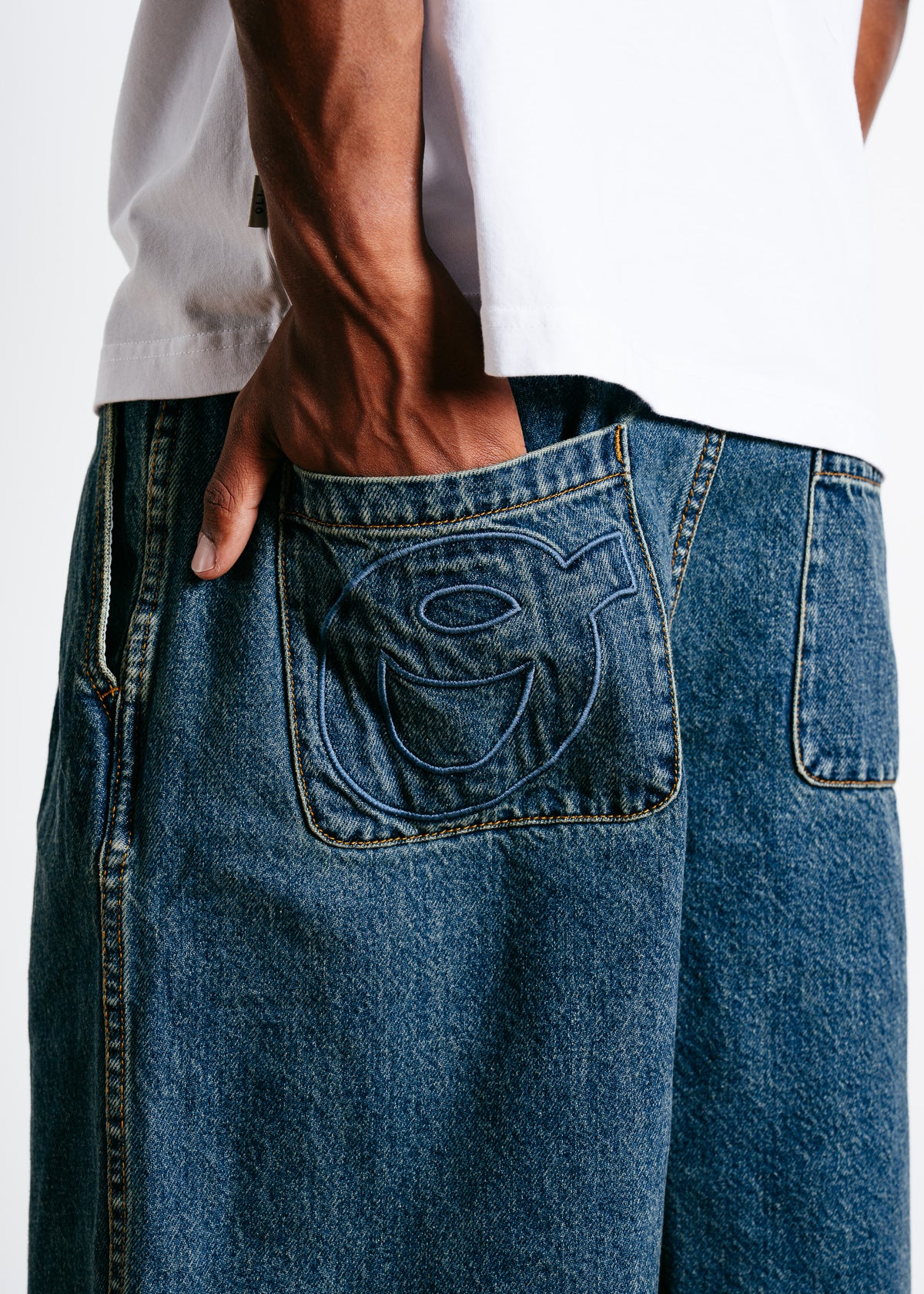 Pleated Denim Short