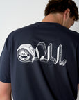 Measure Twice Cut Once Back Print T - Navy