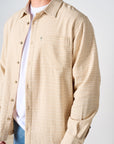 Textured Long Sleeve Button Up - Biscuit