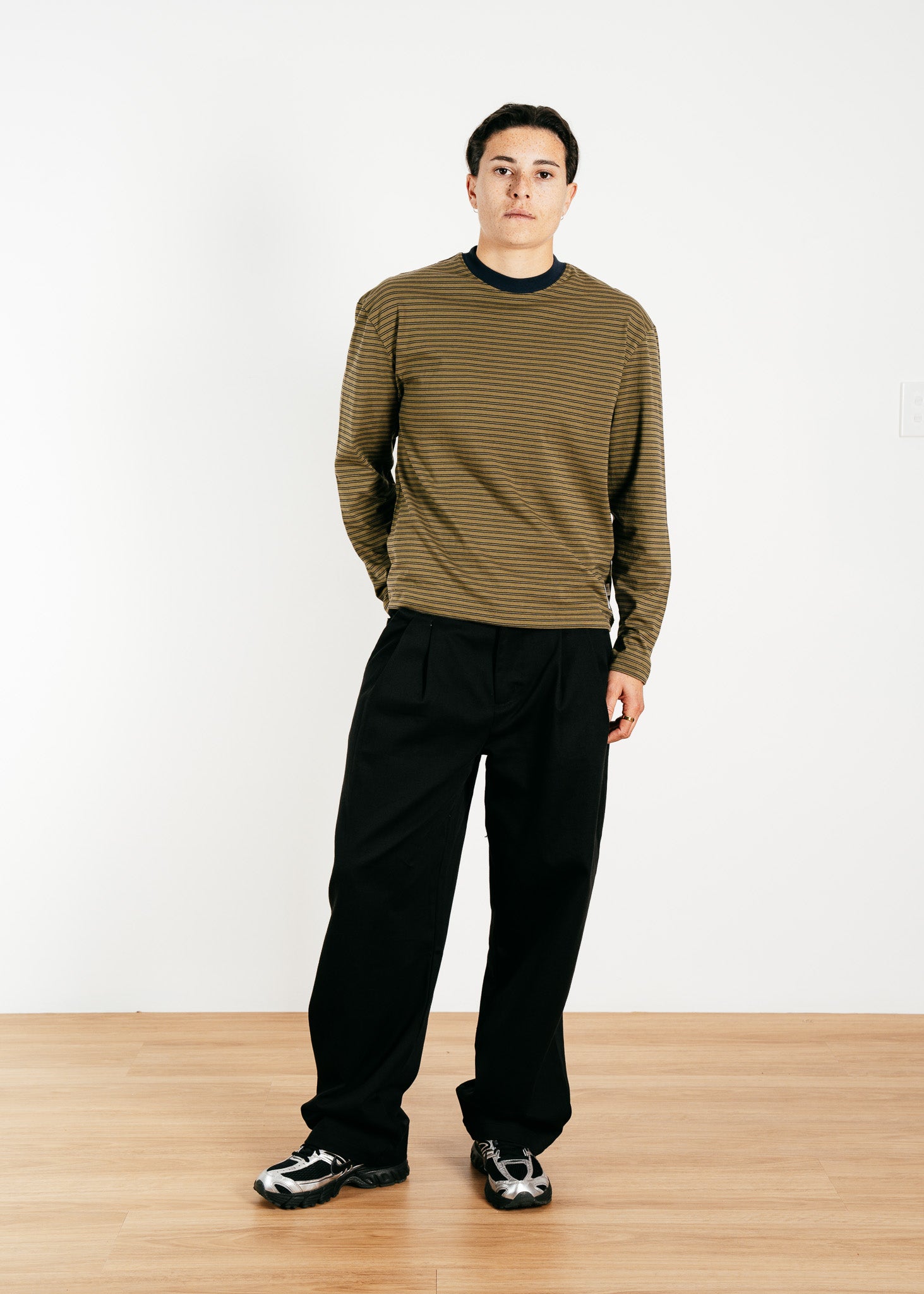 Phoebie Stripe Long Sleeve T - Olive
