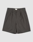 Pleated Cotton Short - Grey