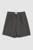 Pleated Cotton Short - Grey