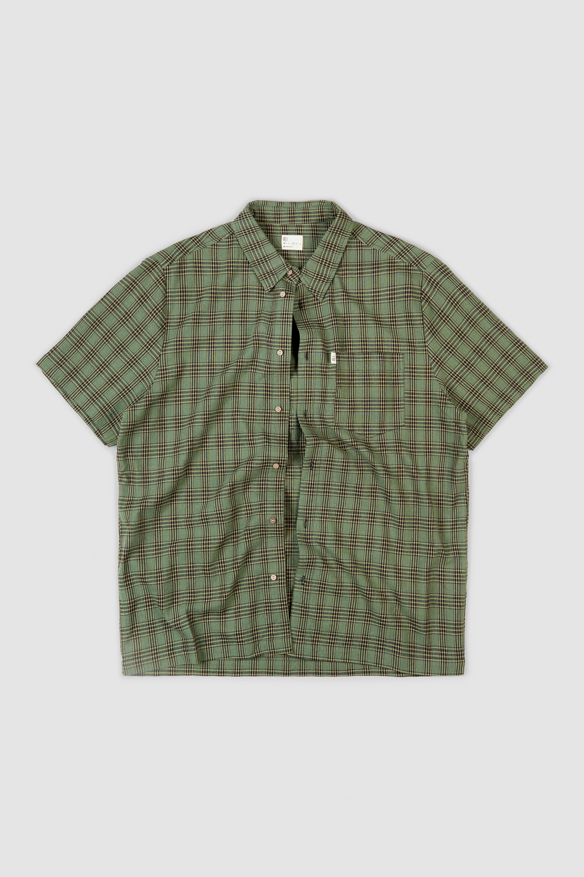 Woven Check Button Up - Forest