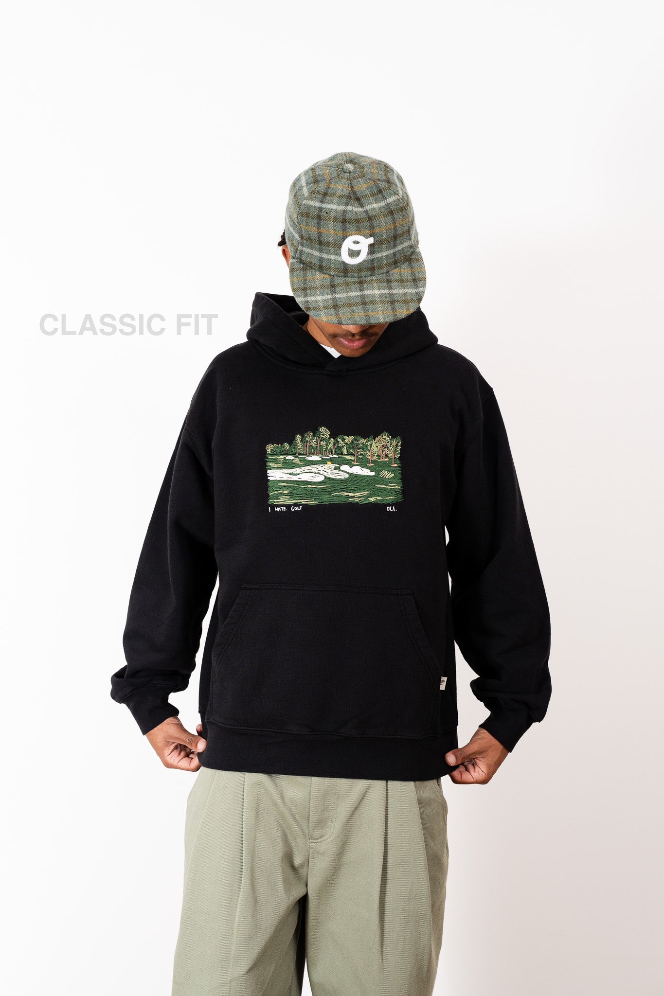 Embroidered I Hate Golf Hood - Black