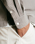 Pinstripe Long Sleeve Button Up - Mushroom