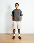 Pleated Cotton Short - Limestone