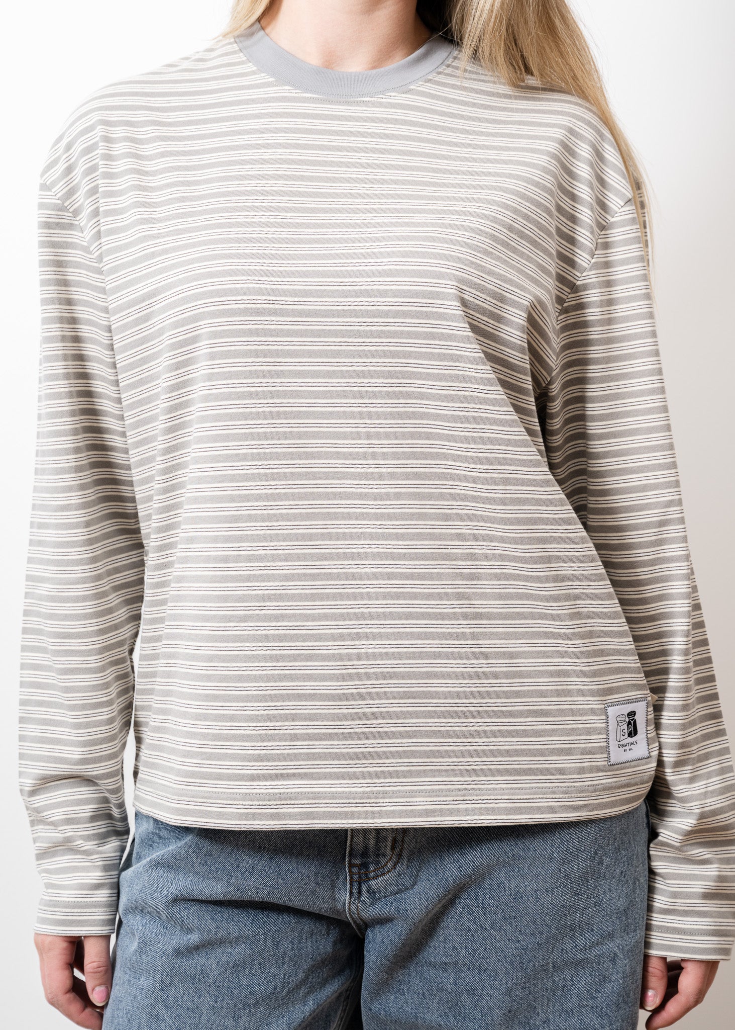 Jamie Stripe Long Sleeve T - Grey