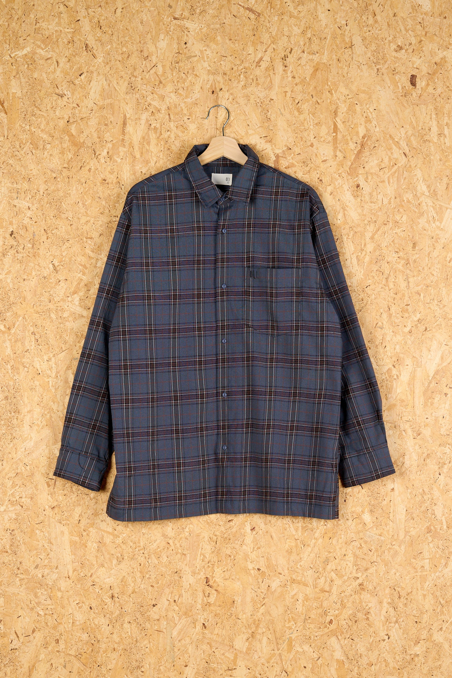 PRE LOVED | Check long sleeve button up navy - XL