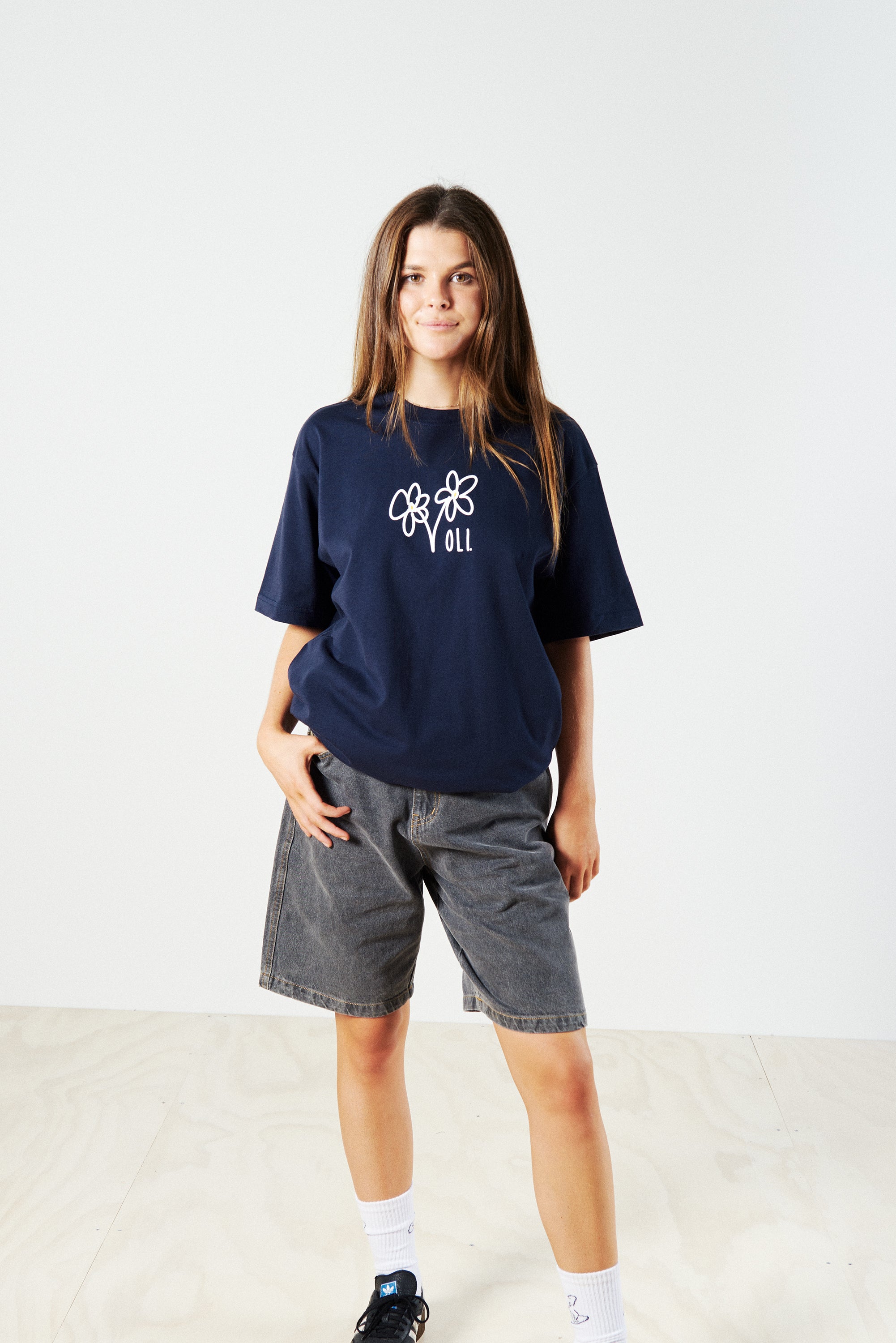 Flower T - Navy