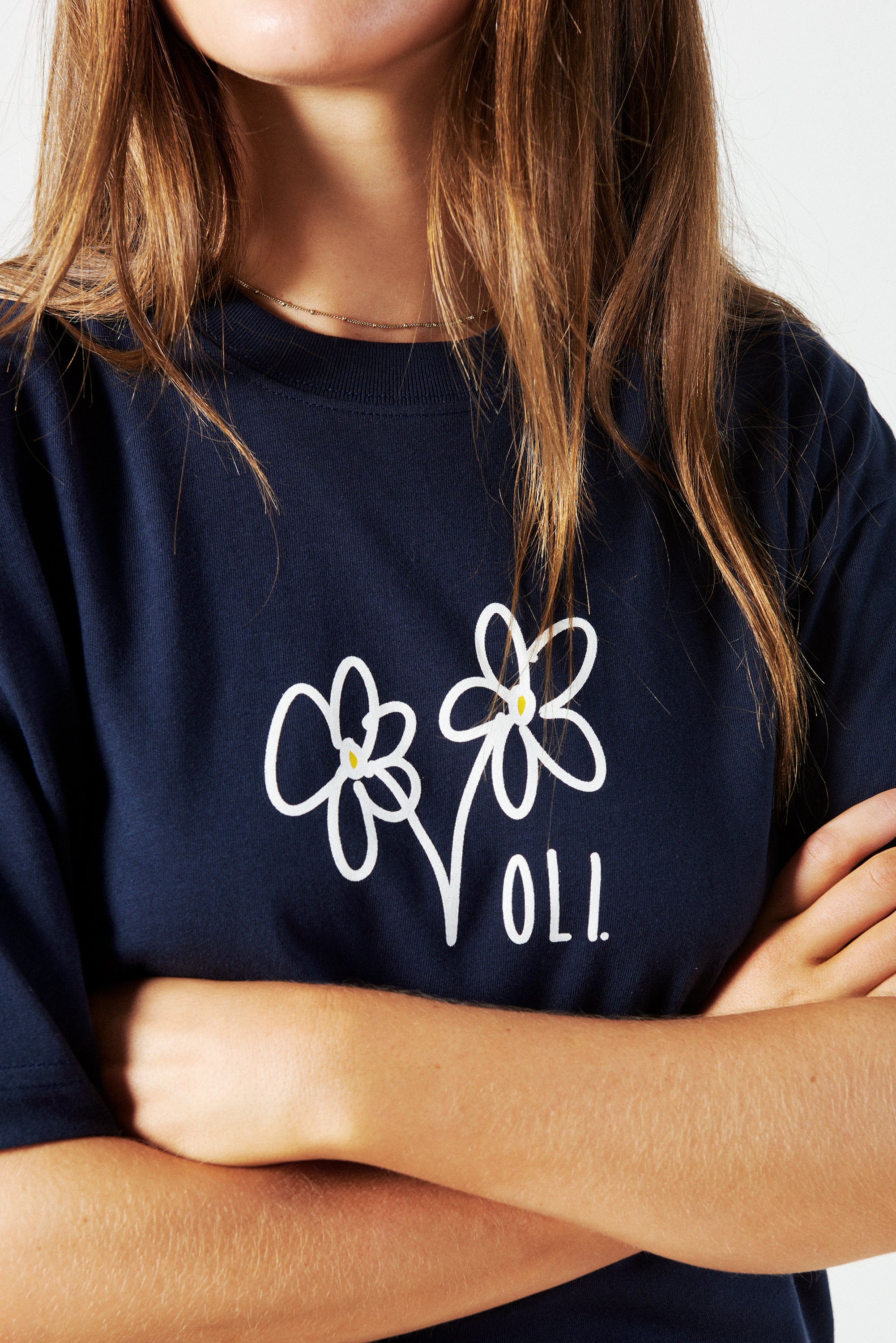 Flower T - Navy