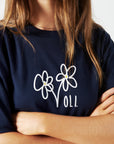 Flower T - Navy