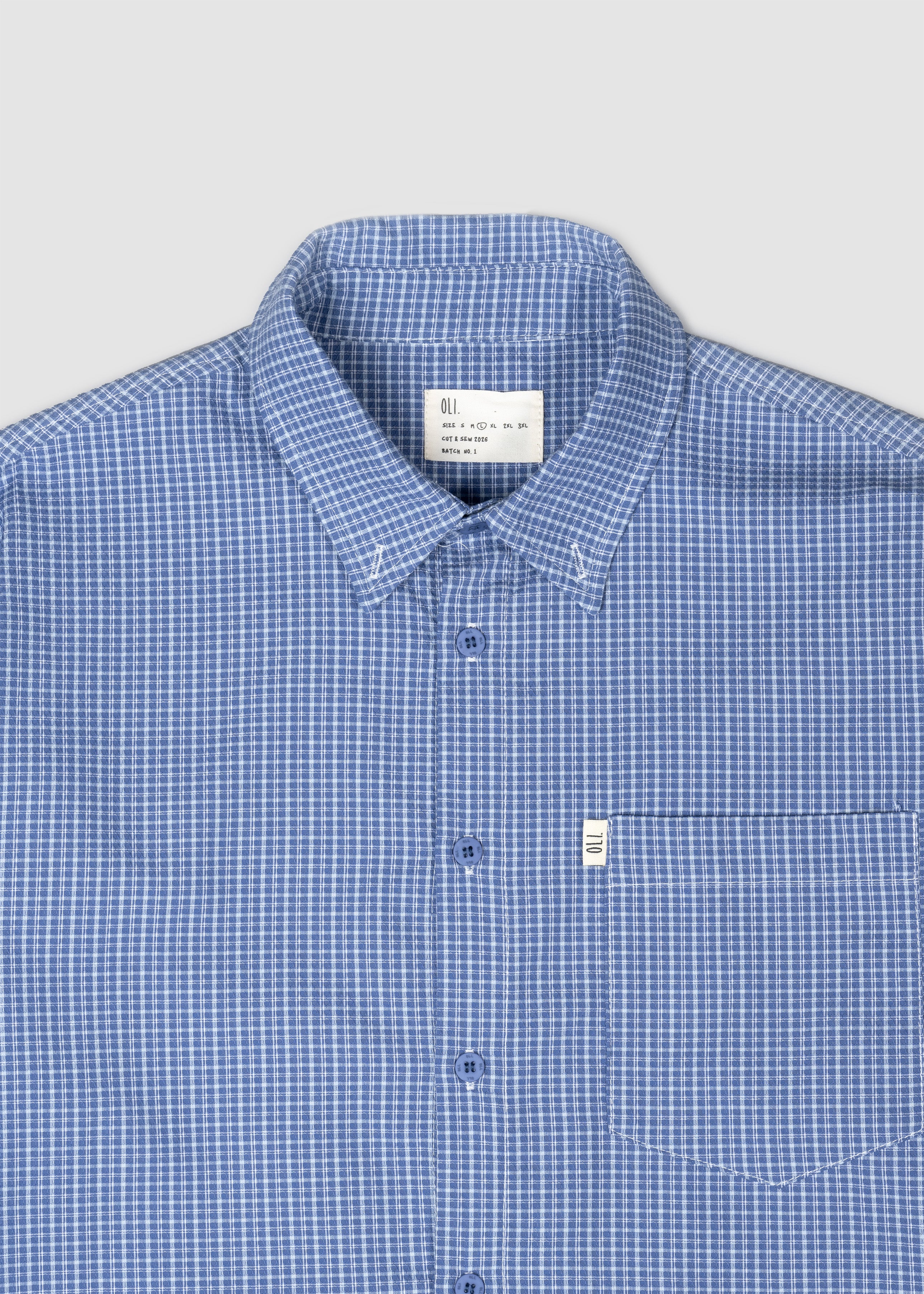 Wafer Long Sleeve Button Up - Blue