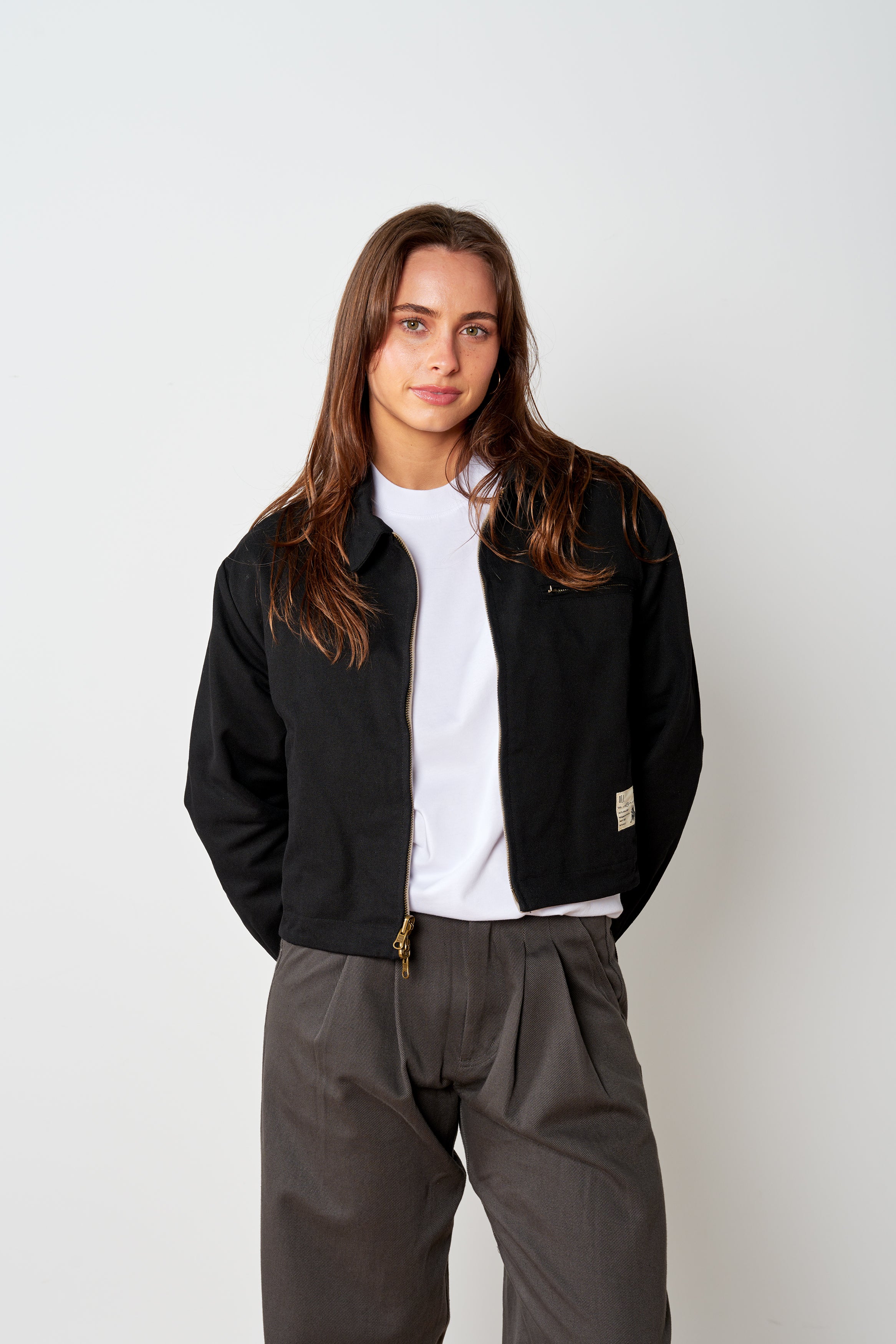 Cropped Reversible Kelpie Jacket - Black/Stone