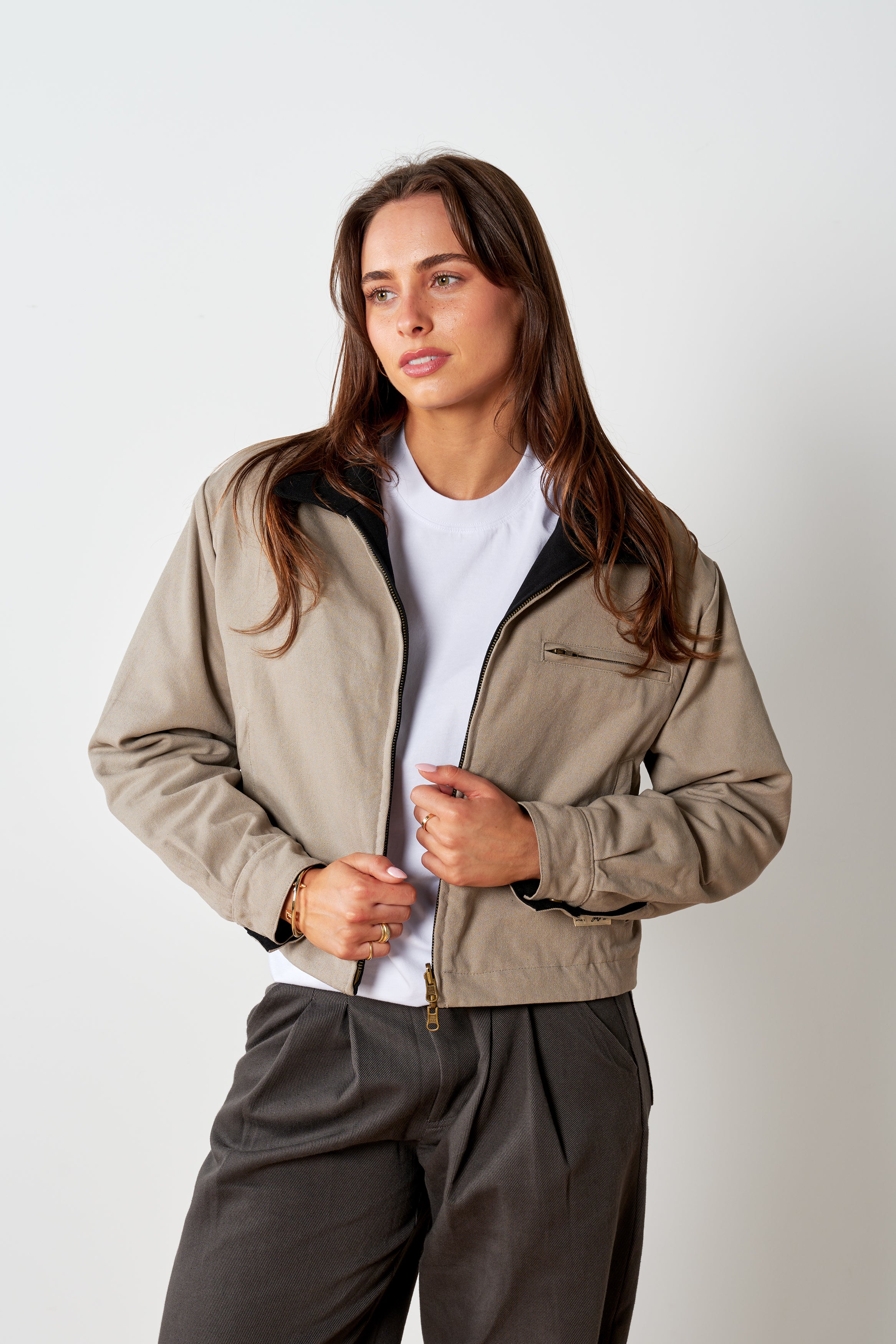 Cropped Reversible Kelpie Jacket - Black/Stone