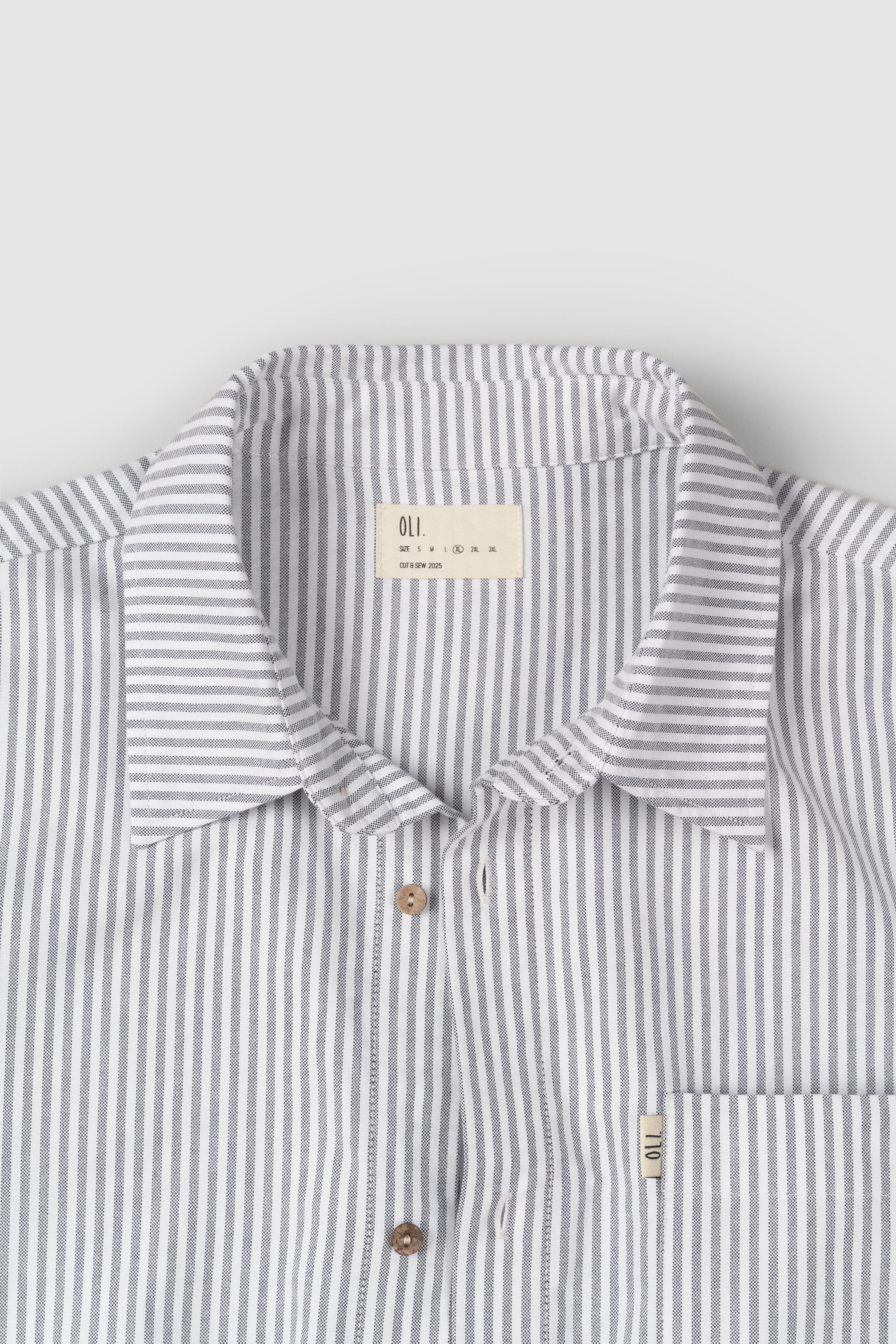 Oxford  Stripe Long Sleeve Button Up